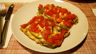 なすとトマトの重ね焼き